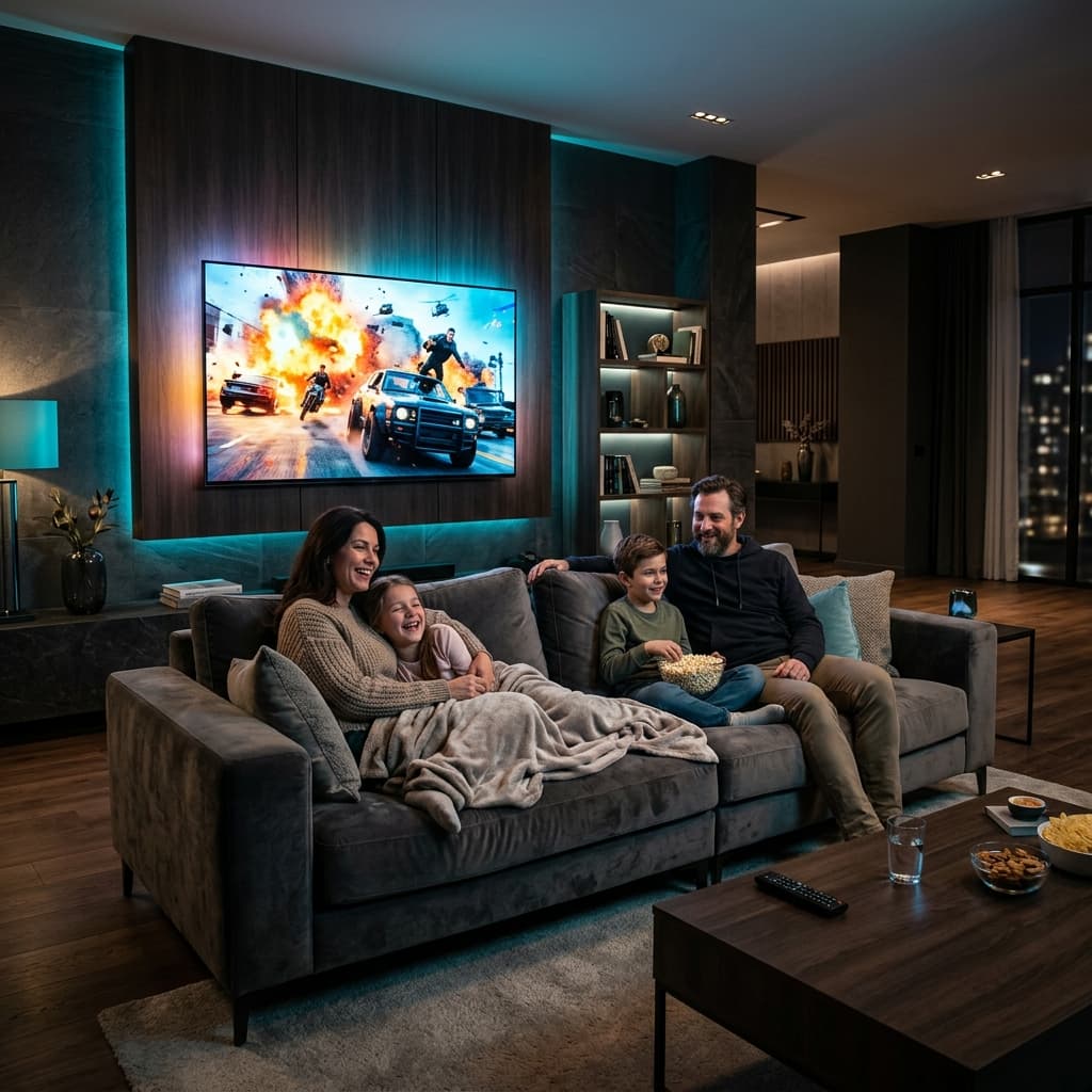 Family watching FreeGoTV